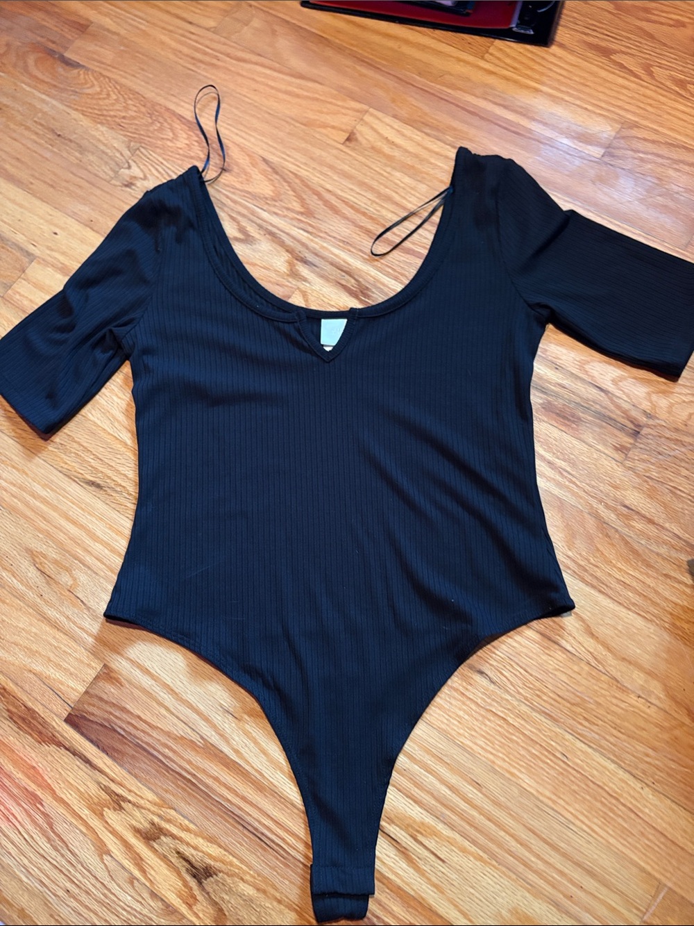 H&M Black Ribbed Scoop-Neck Women's Bodysuit
